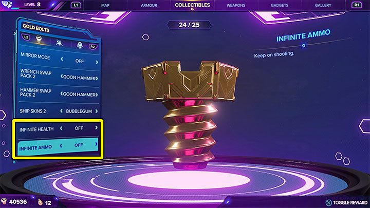 W całej grze do odnalezienia jest 25 śrubek i jeśli chcecie odblokować cheaty musicie znaleźć co najmniej 24 śrubki - Ratchet & Clank Rift Apart: Cheaty/Kody - Ratchet & Clank Rift Apart - poradnik do gry