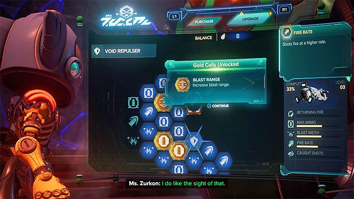 Dzięki awansowaniu broni na kolejne poziomy możecie odblokowywać nowe gałęzie ich drzewek rozwoju - Ratchet & Clank Rift Apart: XP - jak zdobywać? - Ratchet & Clank Rift Apart - poradnik do gry