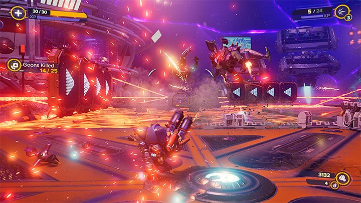 W trakcie rozgrywania tej rundy dostępna jest tylko jedna broń palna - Egzekutor (odmiana strzelby / dwururki) - Ratchet & Clank Rift Apart: Arena, Brązowy puchar - solucja, wszystkie walki - Ratchet & Clank Rift Apart - poradnik do gry