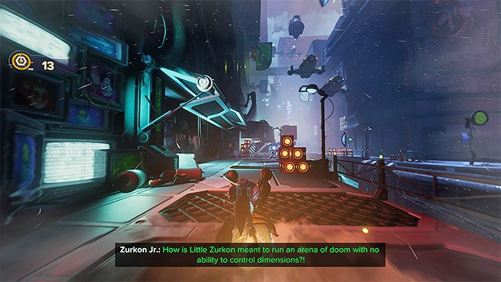 Runda ta jest próbą czasową, w której musicie pokonać tor przeszkód z użyciem chyżuka - Ratchet & Clank Rift Apart: Arena, Brązowy puchar - solucja, wszystkie walki - Ratchet & Clank Rift Apart - poradnik do gry