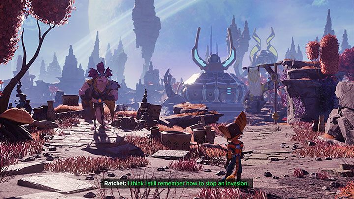 Niedługo po rozpoczęciu eksploracji planety Savali spotkacie Panią Zurkon - Ratchet & Clank Rift Apart: Powstrzymanie ataku na wioskę - solucja - Ratchet & Clank Rift Apart - poradnik do gry