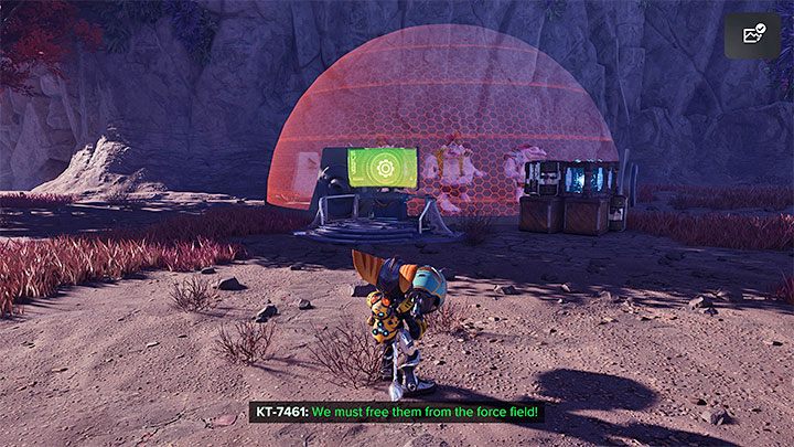 Po wygranej bitwie zlokalizujcie interaktywną konsolę - Ratchet & Clank Rift Apart: Znalezienie schematów Wymiaromatu - solucja - Ratchet & Clank Rift Apart - poradnik do gry