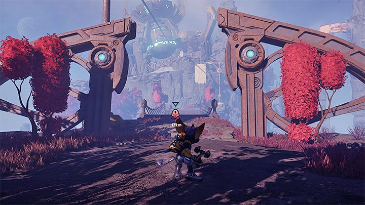 W celu zbadania tej świątyni musicie wyruszyć w stronę wyspy znajdującej się na południowym krańcu mapy - Ratchet & Clank Rift Apart: Znalezienie schematów Wymiaromatu - solucja - Ratchet & Clank Rift Apart - poradnik do gry