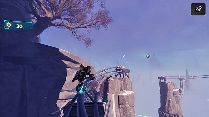 W dalszej fazie wspinaczki z pomocą lotobutów pojawią się dodatkowe utrudnienia m - Ratchet & Clank Rift Apart: Znalezienie schematów Wymiaromatu - solucja - Ratchet & Clank Rift Apart - poradnik do gry