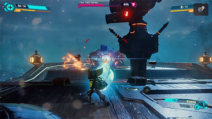 W miarę możliwości starajcie się w danym momencie skupiać na atakowaniu jednego wybranego bliźniaka - Ratchet & Clank Rift Apart: Bliźniaki Przypływu, Ardolis - jak pokonać? - Ratchet & Clank Rift Apart - poradnik do gry