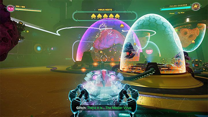 Jeżeli zaliczyliście poprawnie wszystkie sceny przed ostatnią z Savali, to do konfrontacji z Głównym wirusem będzie mogło dojść po zniszczeniu wszystkich zwykłych gniazd wirusów - Ratchet & Clank Rift Apart: Główny wirus, scena Usterki - jak pokonać? - Ratchet & Clank Rift Apart - poradnik do gry