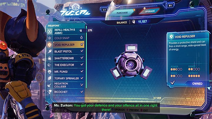 W grze Ratchet & Clank Rift Apart dostępnych jest dużo różnych broni do odblokowania - kolejne bronie i gadżety kupuje się za śrubki u Pani Zurkon (handlarki ze świata gry) - Ratchet & Clank Rift Apart: Porady na start - Ratchet & Clank Rift Apart - poradnik do gry