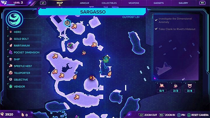 Bardzo przydatną cechą ekranu mapy w grze Ratchet & Clank Rift Apart jest to, że jest ona na bieżąco odkrywana i możecie dzięki temu łatwo ustalać jakie miejsca nadają się jeszcze do zbadania - Ratchet & Clank Rift Apart: Porady na start - Ratchet & Clank Rift Apart - poradnik do gry