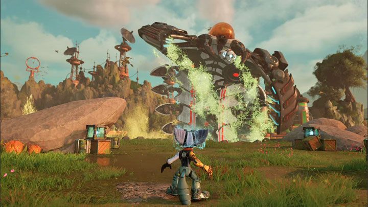 Boss ponownie straci możliwość lotu i po kolejnym awaryjnym lądowaniu rozpocznie się drugi bezpośredni pojedynek - Ratchet & Clank Rift Apart: Troponoga, Sargasso - jak pokonać bossa? - Ratchet & Clank Rift Apart - poradnik do gry