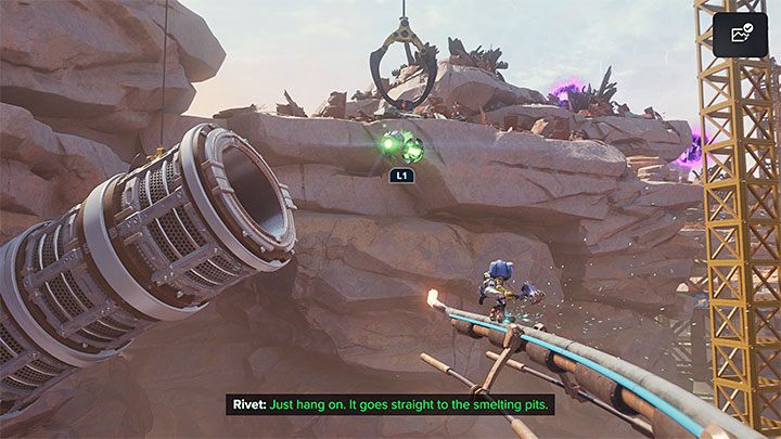 Powróćcie na główne szyny i wznówcie przejażdżkę, która ponownie zakłada omijanie wagoników - Ratchet & Clank Rift Apart: Znalezienie Naprawiacza i wyrzutnika - solucja - Ratchet & Clank Rift Apart - poradnik do gry