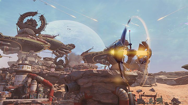 Od razu po zdobyciu gadżetu zwanego wyrzutnikiem (Hurlshot) będziecie mogli przetestować jego działanie - Ratchet & Clank Rift Apart: Zresetowanie Naprawiacza - solucja - Ratchet & Clank Rift Apart - poradnik do gry