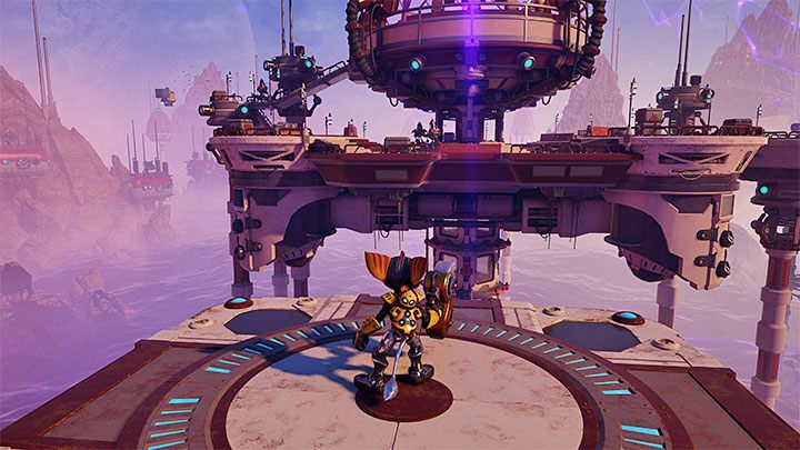 Na Cordelion podobnie jak na planecie Blizar Prime będziecie musieli operować w dwóch wymiarach i do przełączania się pomiędzy nimi używane są kryształy blizon - Ratchet & Clank Rift Apart: Wejście na stację Kedaro - solucja - Ratchet & Clank Rift Apart - poradnik do gry