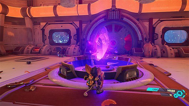 Wejście w interakcję z korbą doprowadzi do podniesienia kopuły, która osłaniała pobliski blizon - Ratchet & Clank Rift Apart: Naprawienie kuźni - solucja - Ratchet & Clank Rift Apart - poradnik do gry