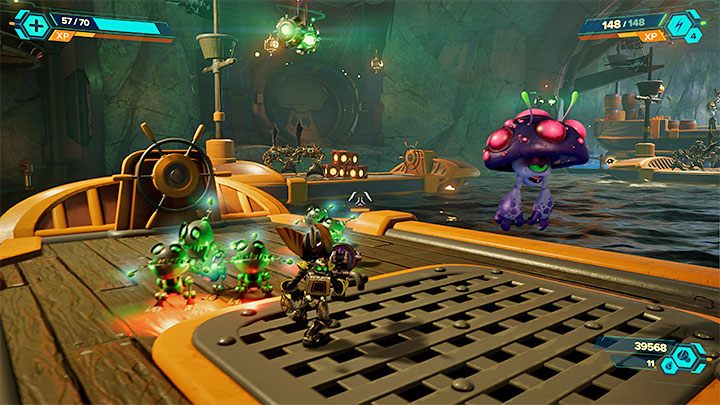 Liniowa ścieżka doprowadzi Was do pieczary, w której do rozegrania jest ostatnia trzecia próba i zakłada ona staczanie walk z piratami - Ratchet & Clank Rift Apart: Zaliczenie pirackich prób - solucja - Ratchet & Clank Rift Apart - poradnik do gry