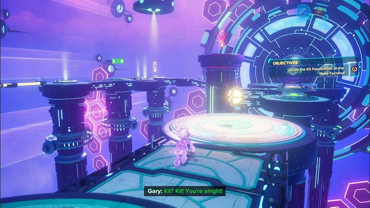 Warto zaznaczyć, że Kit dysponuje identycznymi ruchami i umiejętnościami, jak Clank, którym sterowaliście w poprzednich dwóch zestawach zagadek - Ratchet & Clank Rift Apart: Ochrona Mortów i uwolnienie Troponogi - solucja - Ratchet & Clank Rift Apart - poradnik do gry