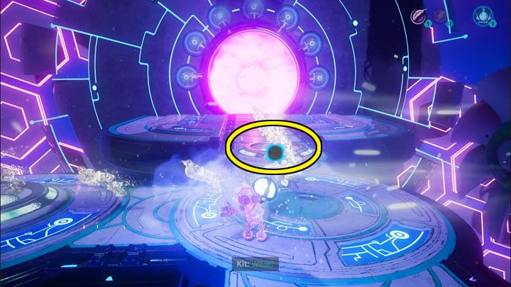 Powróćcie z ciężką sferą aż do miejsca startu (możecie wykonać po drodze podwójny skok) - Ratchet & Clank Rift Apart: Ochrona Mortów i uwolnienie Troponogi - solucja - Ratchet & Clank Rift Apart - poradnik do gry