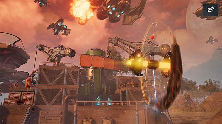 Obok Pani Zurkon zauważycie interaktywny zaczep i możecie skorzystać z wyrzutnika żeby katapultować Rivet w stronę okolicznej większej platformy - Ratchet & Clank Rift Apart: Zniszczenie statków Nefariousa - solucja - Ratchet & Clank Rift Apart - poradnik do gry