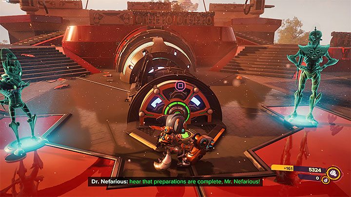 Po dotarciu na jeden z górnych poziomów zajmijcie się atakowaniem nowych maszyn Nefariousa - Ratchet & Clank Rift Apart: Zniszczenie statków Nefariousa - solucja - Ratchet & Clank Rift Apart - poradnik do gry