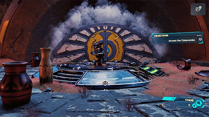 W ramach awansowania w głównej fabule musicie zająć eksplorację podziemi i pierwszy krok do wykonania to wejście w interakcję z korbą obrotowego mechanizmu - Ratchet & Clank Rift Apart: Dotarcie do anomalii w katakumbach - solucja - Ratchet & Clank Rift Apart - poradnik do gry