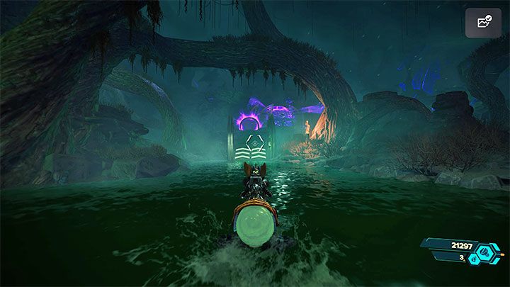 Przeprawa z wykorzystaniem chyżuka nie jest zbyt skomplikowana - Ratchet & Clank Rift Apart: Dotarcie do anomalii w katakumbach - solucja - Ratchet & Clank Rift Apart - poradnik do gry