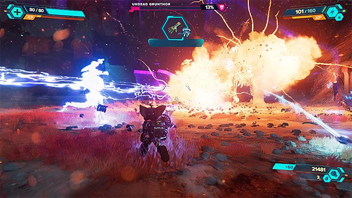 Spodziewajcie się, że do walk oprócz mini-bossa przystąpią też inni przeciwnicy - Ratchet & Clank Rift Apart: Dotarcie do anomalii w katakumbach - solucja - Ratchet & Clank Rift Apart - poradnik do gry