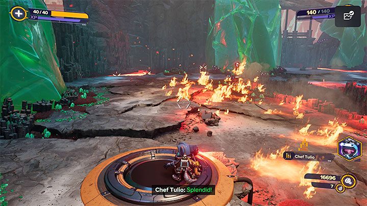 Będziecie otrzymywali komunikaty o pojawianiu się potworach oraz o tym czy zmierzają w stronę pompy lewą ścieżką czy prawą ścieżką - Ratchet & Clank Rift Apart: Odnalezienie szefowej Tulio - solucja - Ratchet & Clank Rift Apart - poradnik do gry