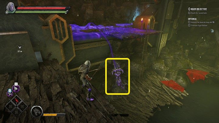 Fioletowa ciecz wydobywa się z charakterystycznych rzeźb, które zostały ukryte w pobliżu skażonego terenu - Dark Alliance: Zagrożenia środowiskowe - jak zniwelować? - Dark Alliance - poradnik do gry