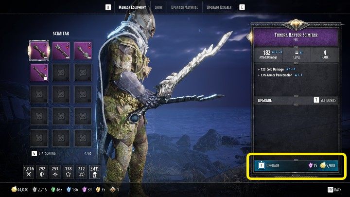 Bronie i elementy pancerza w grze D&D Dark Alliance możecie ulepszyć w głównym obozie u sklepikarza (The Merchant) za odpowiednią ilość złota i materiałów (kryształów) - Dark Alliance: Przedmioty - jak ulepszać? - Dark Alliance - poradnik do gry