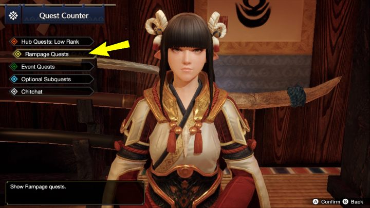 Najlepszym sposobem na szybkie zwiększenie rangi, po osiągnięciu 8 poziomu łowcy, jest wykonywanie misji Furii (Rampage) od Centrum zgromadzenia (Gathering Hub) - Monster Hunter Rise: Poziom łowcy - jak zwiększyć? - Monster Hunter Rise - poradnik do gry