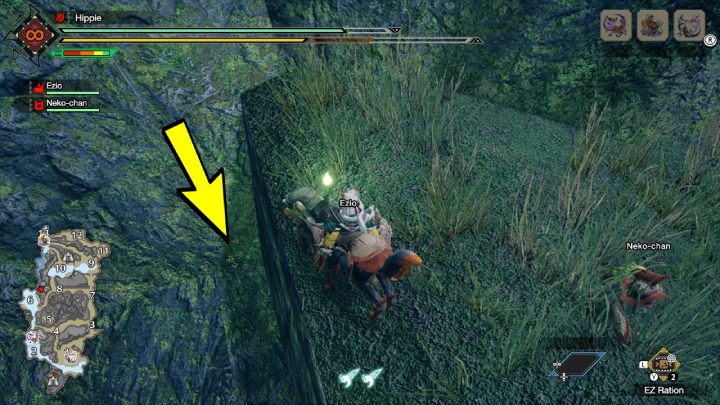 2 stara wiadomość znajduje się miedzy obszarem nr 6 i 8 - Monster Hunter Rise: Stare wiadomości - Ruiny Świątynne, znajdźki, mapa - Monster Hunter Rise - poradnik do gry