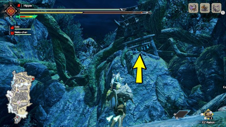 4 stara wiadomość znajduje się na obszarze nr 11 - Monster Hunter Rise: Stare wiadomości - Ruiny Świątynne, znajdźki, mapa - Monster Hunter Rise - poradnik do gry