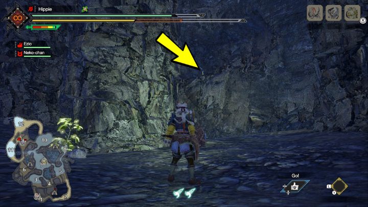 7 stara wiadomość znajduje się w jaskini między obszarem 11 i 12 - Monster Hunter Rise: Stare wiadomości - Wyspy Mroźne, znajdźki, mapa - Monster Hunter Rise - poradnik do gry