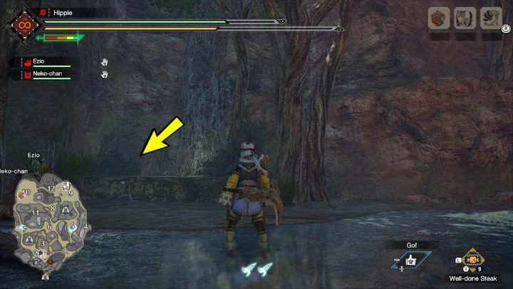 2 stara wiadomość znajduje się między obszarami nr 1 i 2 - Monster Hunter Rise: Stare wiadomości - Równiny Piasku, znajdźki, mapa - Monster Hunter Rise - poradnik do gry