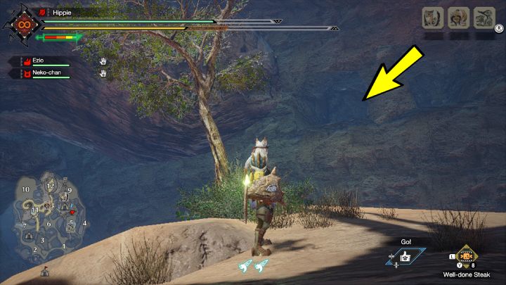 6 stara wiadomość znajduje się pod powierzchnią ziemi obszaru nr 5, w okolicach Podobozu 1 - Monster Hunter Rise: Stare wiadomości - Równiny Piasku, znajdźki, mapa - Monster Hunter Rise - poradnik do gry