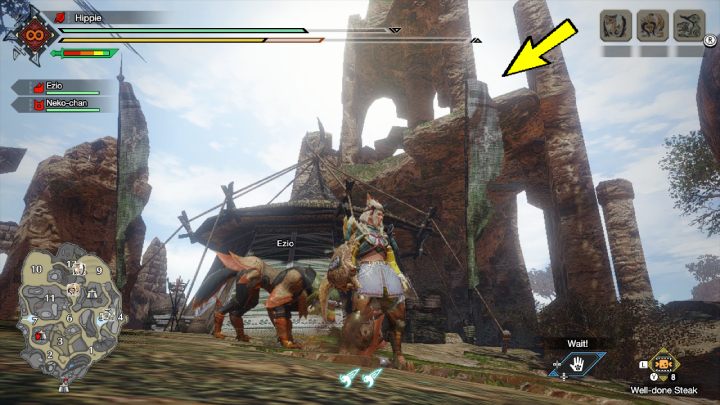 7 stara wiadomość znajduje się przy Podobozie 2, między obszarami 3 i 7 - Monster Hunter Rise: Stare wiadomości - Równiny Piasku, znajdźki, mapa - Monster Hunter Rise - poradnik do gry