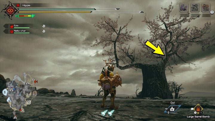 2 stara wiadomość znajduje się na drzewie, na obszarze nr 4 - Monster Hunter Rise: Stare wiadomości - Jaskinie Lawy, znajdźki, mapa - Monster Hunter Rise - poradnik do gry