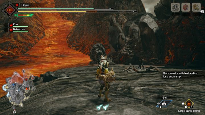 Podobóz nr 1 znajduje się w pobliżu obszaru nr 10, przy rzece lawy - Monster Hunter Rise: Podobóz - Jaskinie Lawy, znajdźki, mapa - Monster Hunter Rise - poradnik do gry