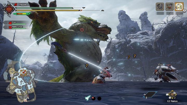 Po rozpoczęciu polowania na minimapie pokażą się ikony dużych potworów, ukazujące ich dokładne lokalizacje - Monster Hunter Rise: Walka - Monster Hunter Rise - poradnik do gry