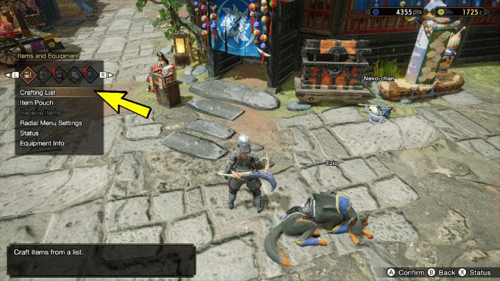 Podczas pobytu w wiosce lub na polowaniu wciśnijcie Plus, aby otworzyć menu - Monster Hunter Rise: Przedmioty - jak tworzyć? - Monster Hunter Rise - poradnik do gry