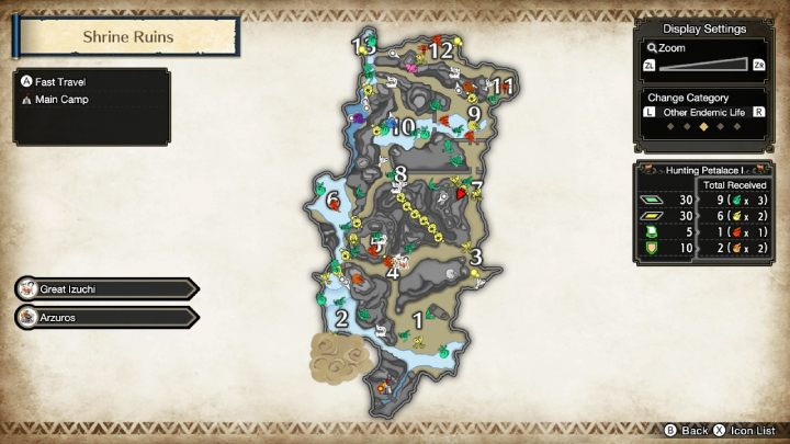 Po odkryciu całego terenu, dokładną lokalizację lokalnej fauny sprawdzicie na mapie - Monster Hunter Rise: Porady na start - Monster Hunter Rise - poradnik do gry