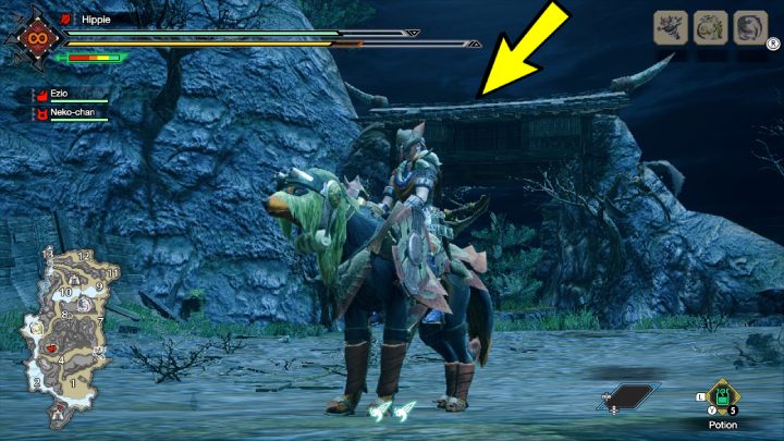 Śnieżnolicy lis będzie siedział na dachu bramy - Monster Hunter Rise: Śnieżnolicy lis - jak znaleźć? - Monster Hunter Rise - poradnik do gry