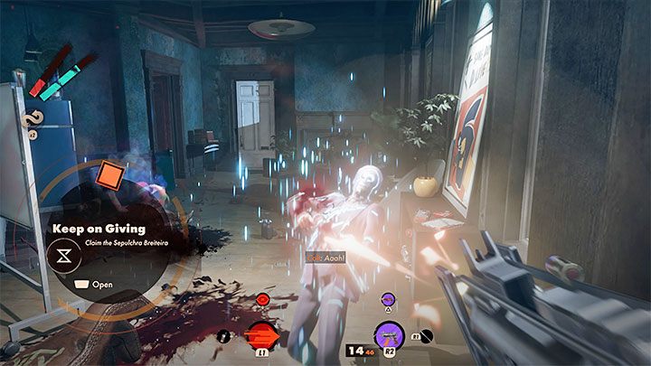 Po pociągnięciu za dźwignię z okiennicy pobliskiego budynku zaatakują Colta przeciwnicy - chodzi tu o okiennicę nad szyldem piekarni (Bakery) - Deathloop: Niespodziewana niespodzianka - solucja, opis przejścia - Deathloop - poradnik do gry