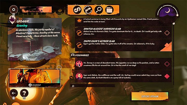 Opisywany trop w tym momencie powinien zostać zaliczony, przy czym głównym powodem jego rozegrania było doprowadzenie do pojawienia się Egora na balu przebierańców organizowanym przez Aleksisa - Deathloop: Utracone w transmisji - solucja, opis przejścia - Deathloop - poradnik do gry