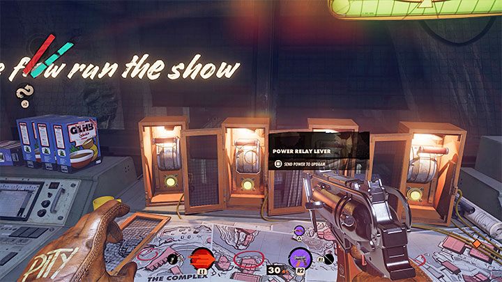 Wprowadzenie kombinacji odblokuje 3 kolejne dźwignie, przy czym tak samo jak wcześniej musicie najpierw zejść na dół, znaleźć baterię i użyć ją do zasilenia 2 generatorów - Deathloop: Cisza radiowa - solucja, opis przejścia - Deathloop - poradnik do gry