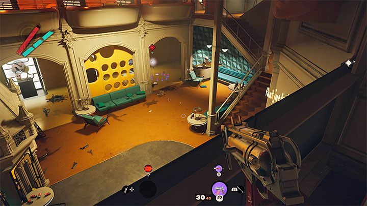 Najbardziej oczywisty wariant zakłada zaatakowanie Aleksisa z górnych balkoników, przy czym musicie liczyć się z tym, że zaalarmujecie w ten sposób okolicę - musicie być gotowi na szybką ucieczkę z zamku (najlepiej tą samą drogą) - Deathloop: Jak zdemaskować Aleksis? - Deathloop - poradnik do gry