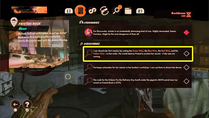 Jeśli poprawnie zaliczyliście zagadkę, to reaktor zostanie wyłączony i w Waszym dzienniku pojawi się nowy ślad z zapisem prawidłowej kolejności wyciągania kabli - Deathloop: Jak wyłączyć Reaktor? - Deathloop - poradnik do gry