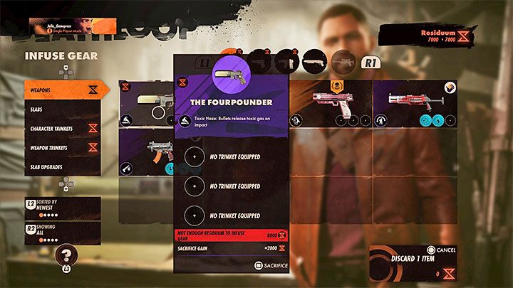 2) Poświęć (Sacrifice) - Akcja ta pozwala na zniszczenie danego obiektu (broni, tabliczki, medalionu itp - Deathloop: Jak zachować moc i broń? - Deathloop - poradnik do gry