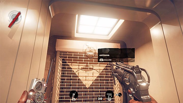 3) Żaluzje i drzwi - Pomyślne zaliczenie hakowania może doprowadzić do odblokowania jakiegoś przejścia znajdującego się w pobliżu urządzenia z antenką - Deathloop: Hakowanie - Deathloop - poradnik do gry