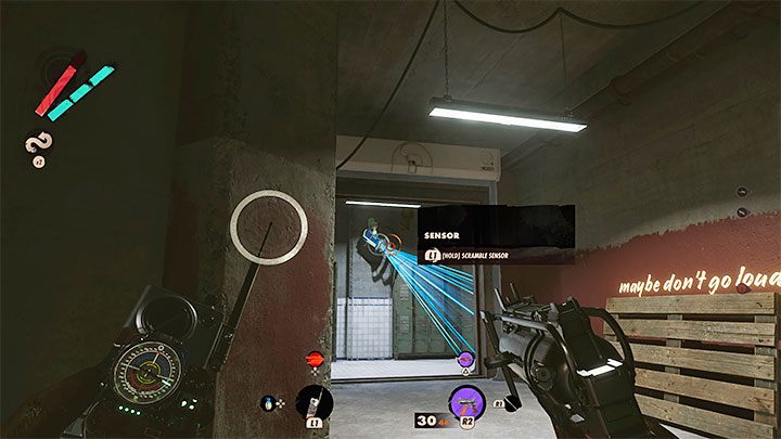 Po wejściu do bunkra wybierzcie lewe przejście i bądźcie gotowi do użycia hakofalówki do zneutralizowania sensora (kamery) - Deathloop: Popołudniowe igraszki - solucja, opis przejścia - Deathloop - poradnik do gry