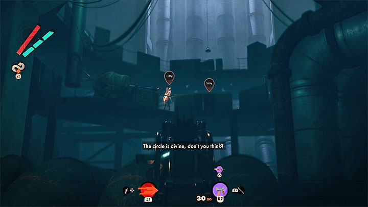 Docelowo dotrzecie do wielkiego hangaru, w którym zauważycie w oddali kłócących się Charliego i Fię - Deathloop: Popołudniowe igraszki - solucja, opis przejścia - Deathloop - poradnik do gry